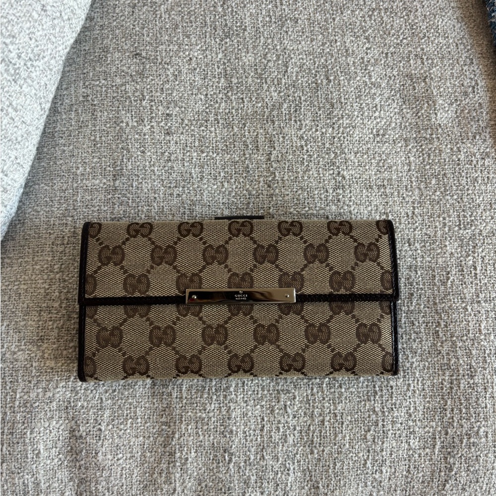 Gucci Beige and Brown Monogram Clutch